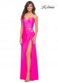 Picture of: Neon Prom Dress with Cut Outs at Hip and High Slit in Pink, Style: 30667, Detail Picture 1