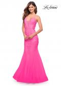 Picture of: Mermaid Tulle and Lace Jeweled Prom Dress in Neon Pink in Neon Pink, Style: 30692, Detail Picture 1