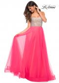 Picture of: Neon Tulle Ballgown with Jeweled Top and Pockets in Neon Pink, Detail Picture 1