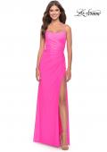 Picture of: Elegant Jersey Dress with Ruching and Square Neckline in Neon in Neon Pink, Style: 31329, Detail Picture 1