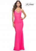 Picture of: Unique Jersey Dress with Open Criss Cross Sides in Neon in Neon Pink, Style: 31438, Detail Picture 1