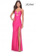 Picture of: Knot Detail Jersey Dress with Cut Out in Neon Pink, Style: 31575, Detail Picture 1