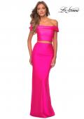 Picture of: Neon Two Piece Prom Dress with Off the Shoulder Top in Neon Pink, Style: 29146, Detail Picture 2