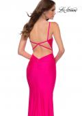 Picture of: Neon Pink Fitted Gown with Deep V anc Ruching in Neon Pink, Style 29966, Detail Picture 2