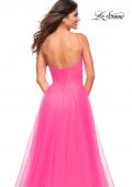 Picture of: Neon Pink Tulle A-line Prom Dress with Corset Sheer Bodice in Neon Pink, Detail Picture 2