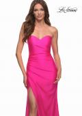 Picture of: Neon Strapless Sweetheart Jersey Evening Dress in Pink, Style: 30600, Detail Picture 2
