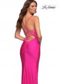 Picture of: Neon Prom Dress with Beautiful Lace Bodice and Jersey Skirt in Pink, Style: 30606, Detail Picture 2
