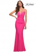 Picture of: Neon Prom Dress with Knot at Waist and Open Back in Pink, Style: 30611, Detail Picture 2