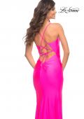 Picture of: Neon Prom Dress with Cut Outs at Hip and High Slit in Pink, Style: 30667, Detail Picture 2