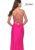Picture of: Neon Pink Jersey Gown with Wrap Style Front and Rhinestones in Neon Pink, Style: 30683, Detail Picture 2