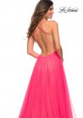 Picture of: Neon Tulle Ballgown with Jeweled Top and Pockets in Neon Pink, Detail Picture 2