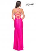 Picture of: Jersey Dress with Square Neckline and Ruching in Neon Pink, Style: 31129, Detail Picture 2