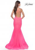 Picture of: Mermaid Rhinestone Tulle Gown with Open Back in Neon in Neon Pink, Style: 31407, Detail Picture 2