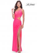 Picture of: One Shoulder Dress with Side Cut Out and Unique Back in Bright Colors in Neon Pink, Style: 31443, Detail Picture 2