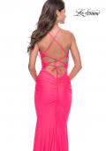 Picture of: Long Prom Dress with Front Cut Out and Twist Detail in Neon Pink, Style: 31539, Detail Picture 2