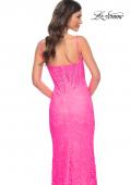 Picture of: Stretch Lace Prom Dress with Boning Detail on Bodice in Pink, Style: 32423, Detail Picture 2