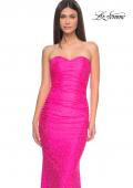 Picture of: Neon Rhinestone Embellished Jersey Dress with Strapless Sweetheart Top in Neon Pink, Style: 32436, Detail Picture 2