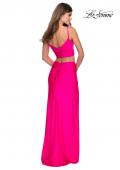 Picture of: Two Piece Long Prom Dress with Ruched Detailing in Neon Pink, Style: 28472, Detail Picture 3