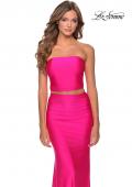 Picture of: Tube Top Two Piece Long Neon Prom Dress in Neon Pink, Style: 28972, Detail Picture 3