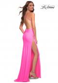 Picture of: Trendy Neon Prom Dress with High Side Slit in Neon Pink, Detail Picture 3