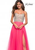 Picture of: Neon Tulle Ballgown with Jeweled Top and Pockets in Neon Pink, Detail Picture 3