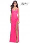 Picture of: Soft Jersey Dress with Knot Detail on Bust and Hip in Neon in Neon Pink, Style: 31446, Detail Picture 3