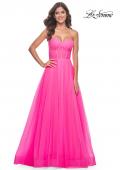 Picture of: Neon Strapless Sweetheart A-Line Corset Prom Dress in Neon Pink, Style: 32341, Detail Picture 3