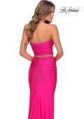 Picture of: Tube Top Two Piece Long Neon Prom Dress in Neon Pink, Style: 28972, Detail Picture 4