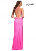 Picture of: Trendy Neon Prom Dress with High Side Slit in Neon Pink, Detail Picture 4