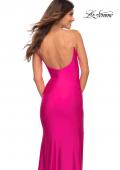 Picture of: Jeweled Rhinestone Strap Long Prom Dress in Neon in Neon Pink, Detail Picture 4