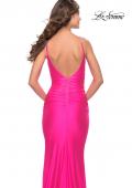Picture of: Jersey Dress with Criss Cross Bodice and Jeweled Straps in Neon in Neon Pink, Style: 31222, Detail Picture 4
