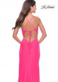 Picture of: Soft Jersey Dress with Knot Detail on Bust and Hip in Neon in Neon Pink, Style: 31446, Detail Picture 4