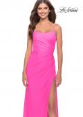 Picture of: Elegant Jersey Dress with Ruching and Square Neckline in Neon in Neon Pink, Style: 31329, Detail Picture 5