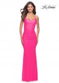 Picture of: Jeweled Modified Scoop Neck Jersey Dress with Open Back in Bright Colors in Neon Pink, Style: 31414, Detail Picture 5