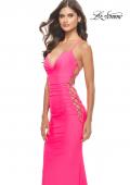 Picture of: Unique Jersey Dress with Open Criss Cross Sides in Neon in Neon Pink, Style: 31438, Detail Picture 5