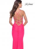 Picture of: Cut Out Long Soft Jersey Dress with Criss Cross Bodice in Neon in Neon Pink, Style: 31442, Detail Picture 5