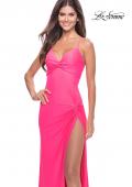 Picture of: Soft Jersey Dress with Knot Detail on Bust and Hip in Neon in Neon Pink, Style: 31446, Detail Picture 5