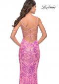 Picture of: Print Sequin Gown with Square Neckline in Neon Pink, Style: 31521, Detail Picture 5