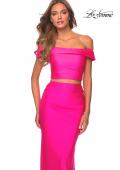Picture of: Neon Two Piece Prom Dress with Off the Shoulder Top in Neon Pink, Style: 29146, Detail Picture 6