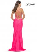Picture of: Unique Jersey Dress with Open Criss Cross Sides in Neon in Neon Pink, Style: 31438, Detail Picture 6