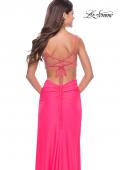 Picture of: Cut Out Prom Dress with Rhinestone Top in Neon Pink, Style: 31571, Detail Picture 6