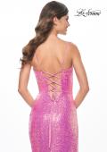 Picture of: Bustier Sequin Neon Prom Dress with Lace Up Back in Neon Pink, Style: 31965, Detail Picture 6
