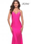 Picture of: Dramatic Rhinestone Dress with Sheer Details and Train in Bright Colors in Neon Pink, Style: 31403, Detail Picture 7