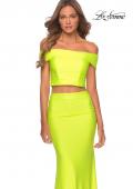 Picture of: Neon Two Piece Prom Dress with Off the Shoulder Top in Neon Yellow, Style: 29146, Main Picture