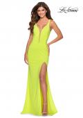 Picture of: Fully Beaded Long Prom Gown with Keyhole Back in Neon Yellow, Style: 28760, Detail Picture 2