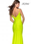 Picture of: Neon Ruched Prom Gown with Center Slit in Neon Yellow, Style: 28891, Detail Picture 2