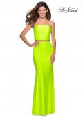 Picture of: Tube Top Two Piece Long Neon Prom Dress in Neon Yellow, Style: 28972, Detail Picture 2