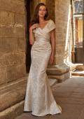 Picture of: Jacquard Off-Shoulder Gown with Folded Collar in Nude, Style: 33428, Main Picture