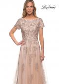 Picture of: A Line Tulle and Lace Gown with Short Sleeves in Nude, Detail Picture 1