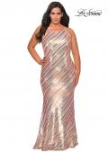 Picture of: Multi Colored Plus Size Sequin Dress with High Neckline in Nude Multi, Style: 28877, Main Picture